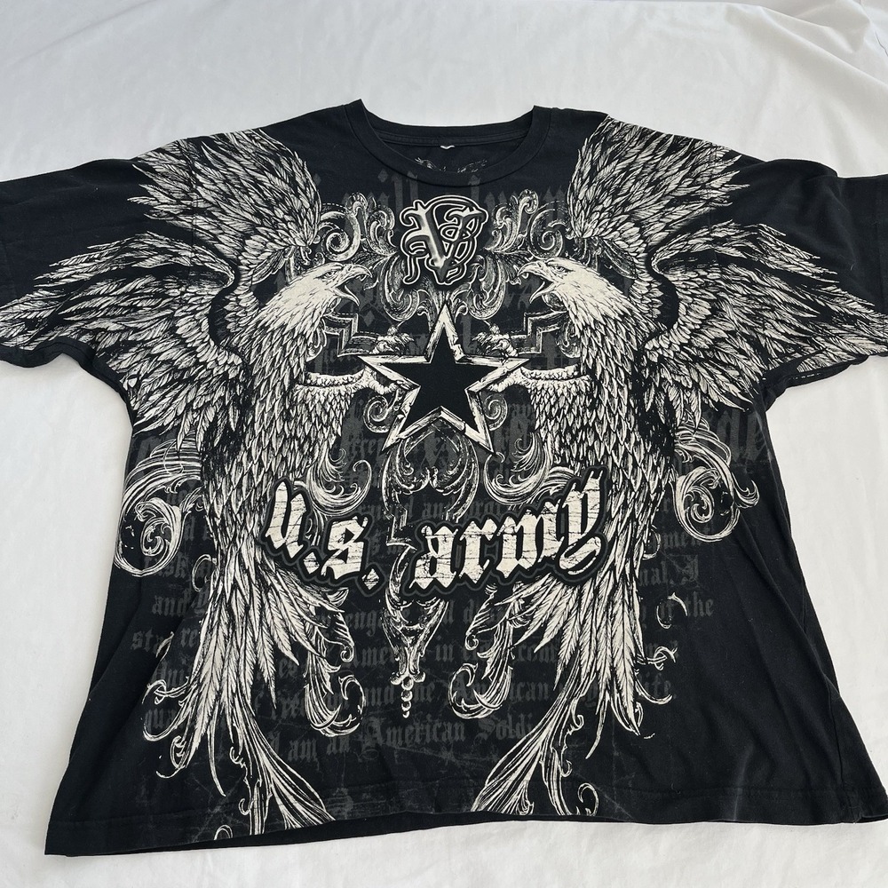 Y2k Apprime Graphic T-shirt Eagle Wings Men's L AOP crop Fit Grunge Skate